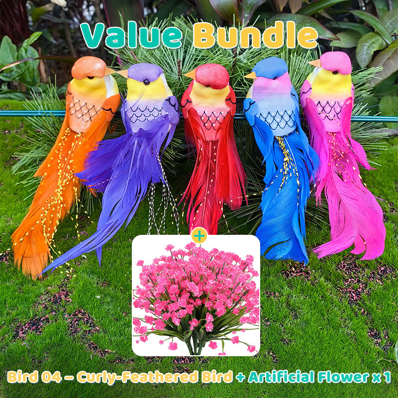 12 künstliche Vögel mit Federn und Clips