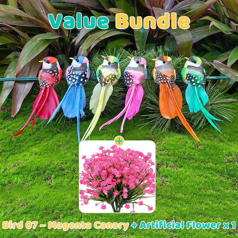 12 künstliche Vögel mit Federn und Clips