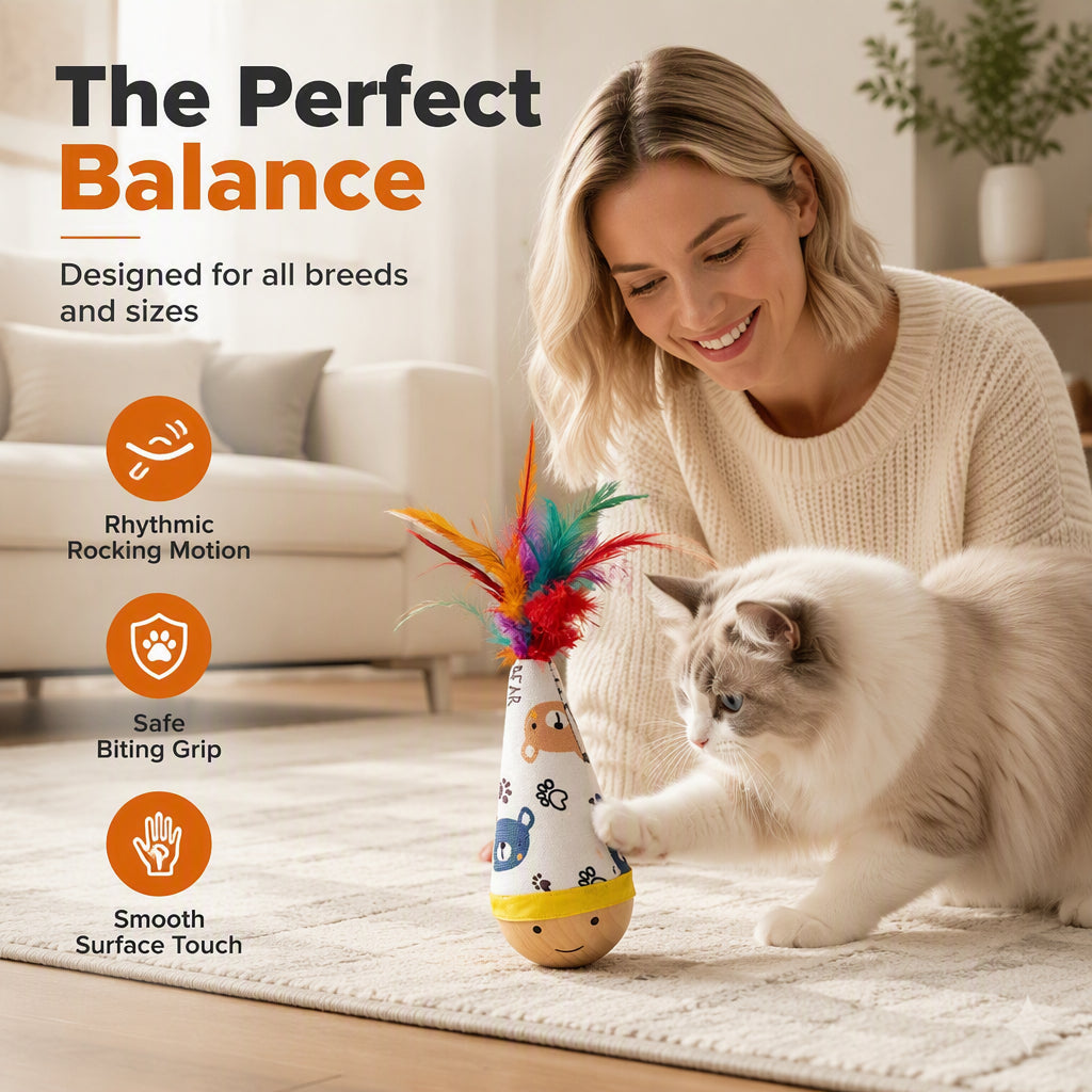 🐾 50% RABATT! 🧸 Interaktives Holz-Taumelspielzeug für Haustiere – Fördert aktives Spielen & bietet langanhaltende Beschäftigung – Ideal für Hunde & Katzen 🐕