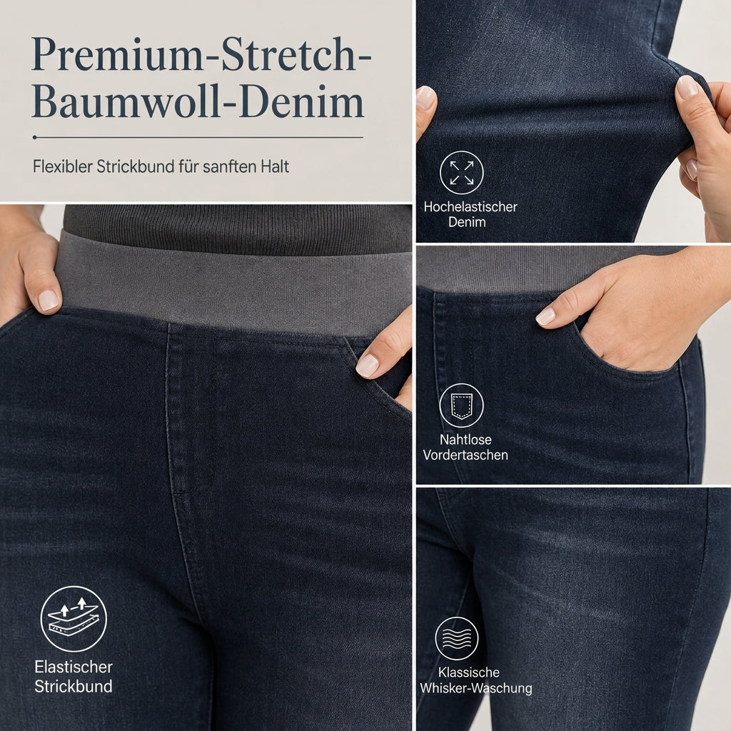 🌙 Lässig & schlankmachend – Slim-Fit Jeans mit hoher Leibhöhe – Dunkelwaschung, elastischer Bund & vielseitig kombinierbar