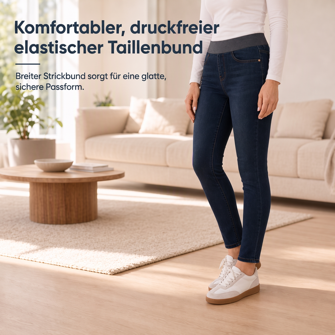 🌙 Lässig & schlankmachend – Slim-Fit Jeans mit hoher Leibhöhe – Dunkelwaschung, elastischer Bund & vielseitig kombinierbar