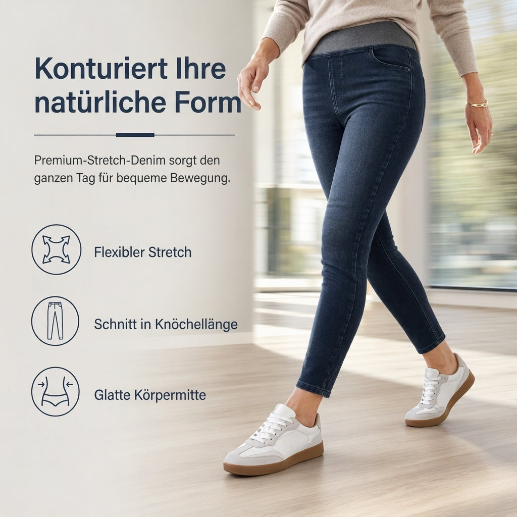 🌙 Lässig & schlankmachend – Slim-Fit Jeans mit hoher Leibhöhe – Dunkelwaschung, elastischer Bund & vielseitig kombinierbar