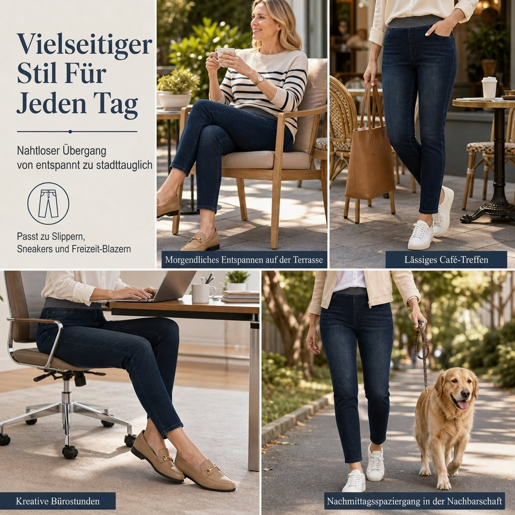 🌙 Lässig & schlankmachend – Slim-Fit Jeans mit hoher Leibhöhe – Dunkelwaschung, elastischer Bund & vielseitig kombinierbar