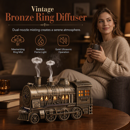 🚂 Vintage-Zug-Diffusor – Nebelringe & gemütliches Flammenlicht