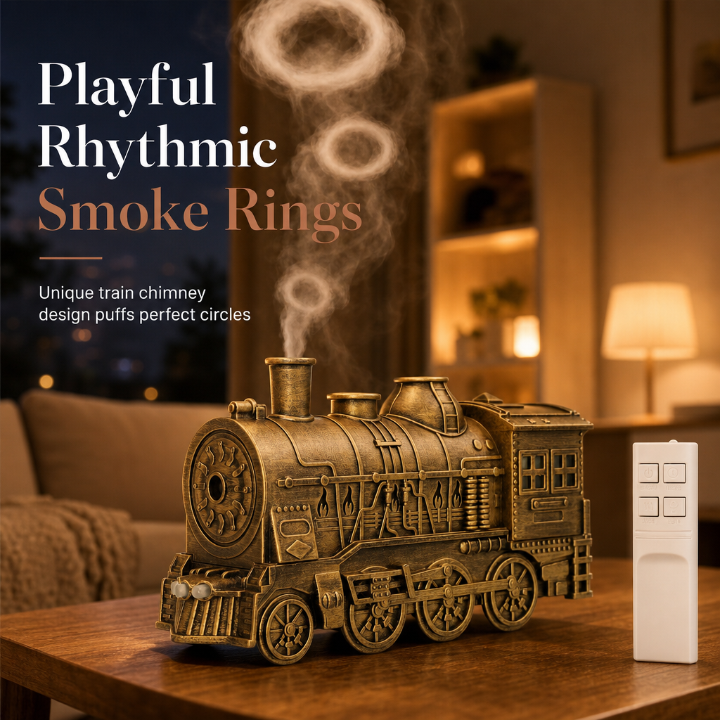 🚂 Vintage-Zug-Diffusor – Nebelringe & gemütliches Flammenlicht
