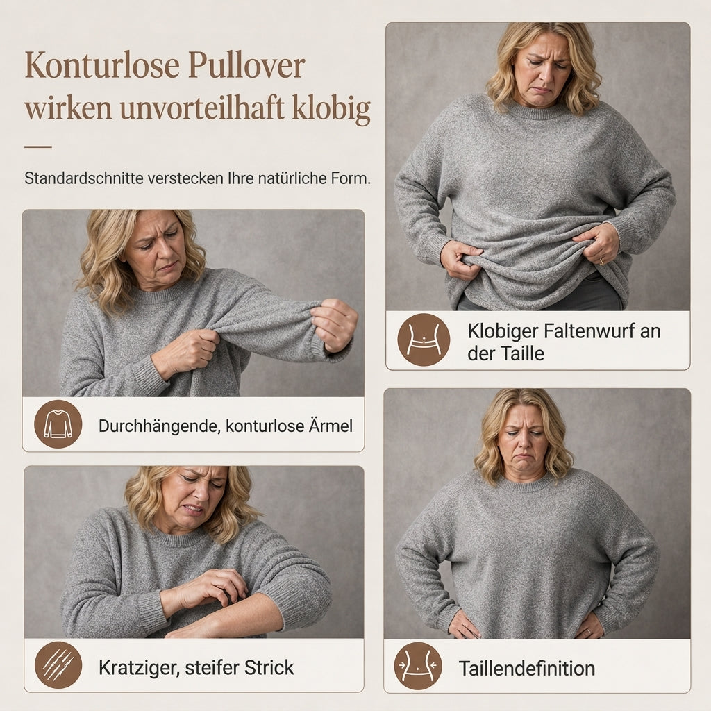 🔥 50% RABATT! Damen-Strickpullover mit Rundhals – Langarm, abfallende Schultern, Fledermausärmel & seitlicher Rüschenoptik