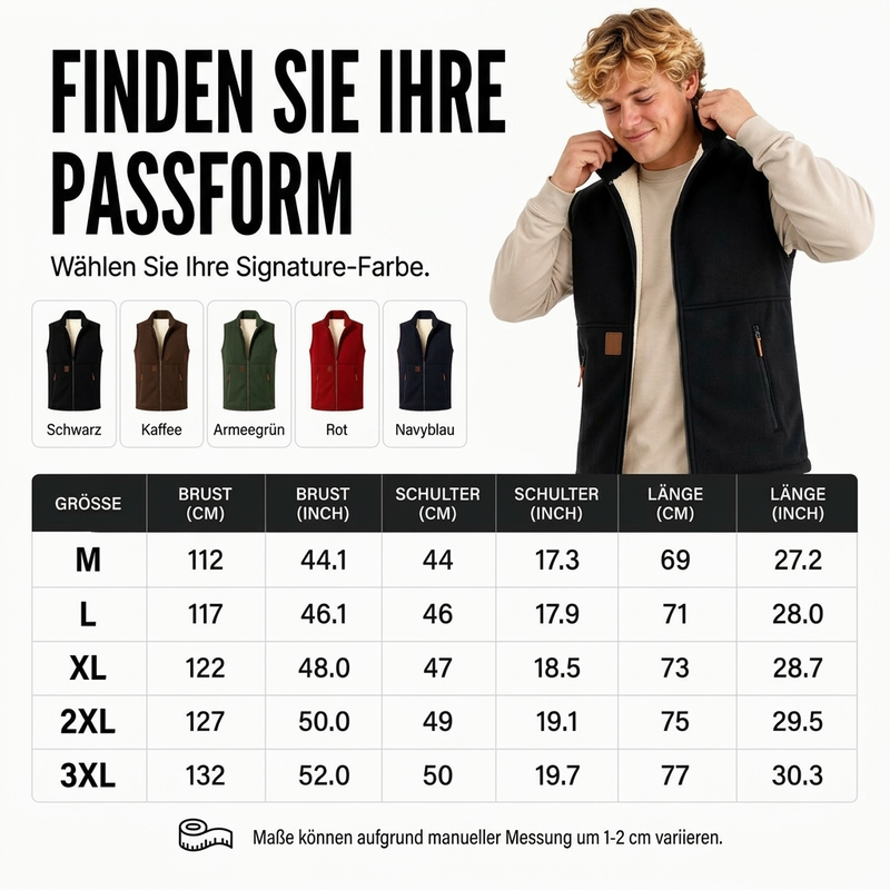 🔥 50% Rabatt – nur heute! 🎉 Unisex Winter Weste mit Plüschfutter für Wärme
