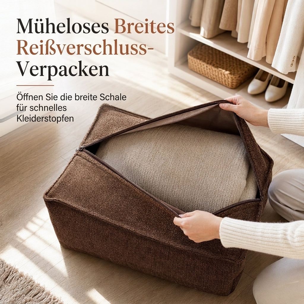 📢📢50 % RABATT!! ⏰Hockerbezug mit Aufbewahrungsfunktion: Mit Kleidung befüllbar, bis 100 kg belastbar, mit breitem Reißverschluss, waschbar, 45 x 45 x 23 cm