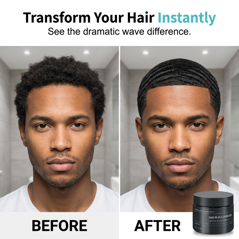 Wave Pomade, Haarwachs mit mittlerem Halt, wasserbasiert, hochglänzend