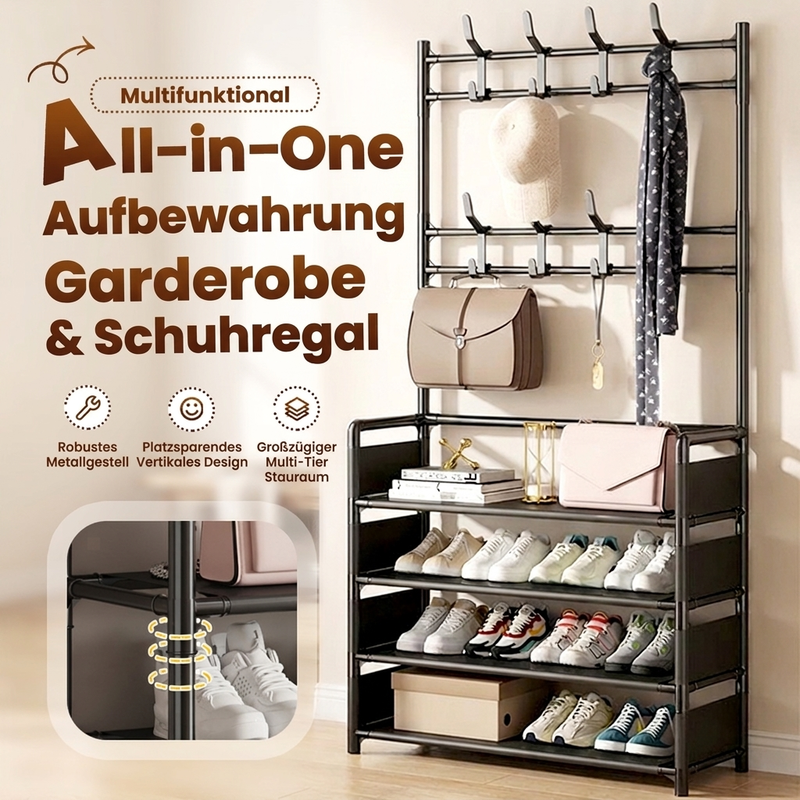 Multifunktionaler Eingangsschuh- und -mantelständer