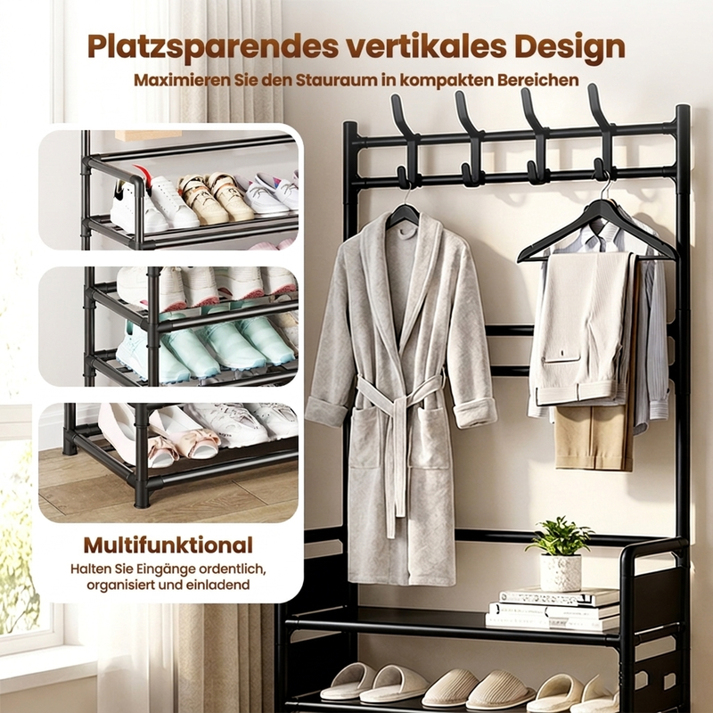 Multifunktionaler Eingangsschuh- und -mantelständer