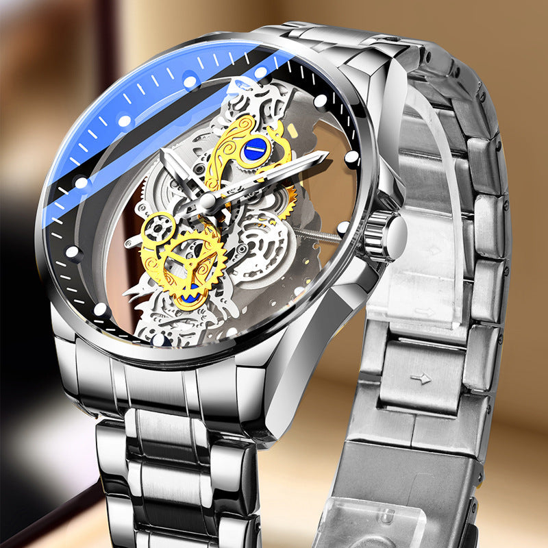 Beliebte automatische Tourbillon-Uhr mit beidseitigem Skeleton-Zifferblatt, nicht mechanisches Uhrwerk (50% Rabatt im Double-Eleven-Event!!!).