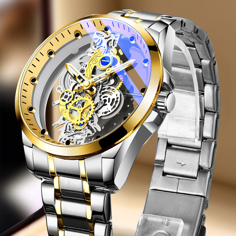 Beliebte automatische Tourbillon-Uhr mit beidseitigem Skeleton-Zifferblatt, nicht mechanisches Uhrwerk (50% Rabatt im Double-Eleven-Event!!!).