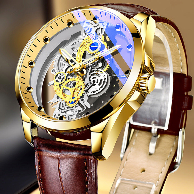 Beliebte automatische Tourbillon-Uhr mit beidseitigem Skeleton-Zifferblatt, nicht mechanisches Uhrwerk (50% Rabatt im Double-Eleven-Event!!!).