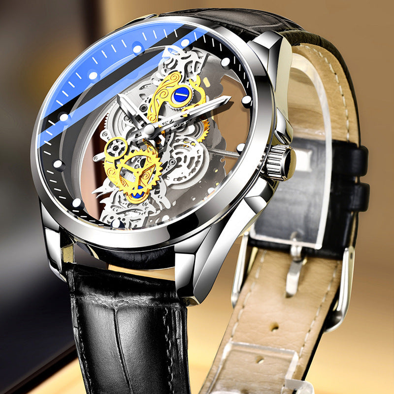 Beliebte automatische Tourbillon-Uhr mit beidseitigem Skeleton-Zifferblatt, nicht mechanisches Uhrwerk (50% Rabatt im Double-Eleven-Event!!!).