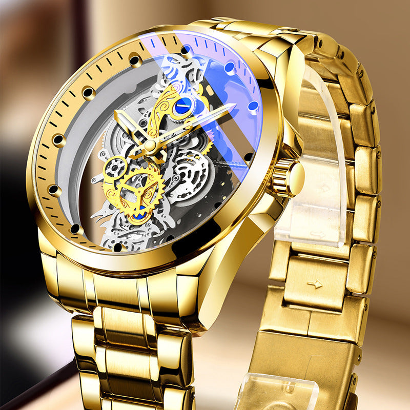 Beliebte automatische Tourbillon-Uhr mit beidseitigem Skeleton-Zifferblatt, nicht mechanisches Uhrwerk (50% Rabatt im Double-Eleven-Event!!!).