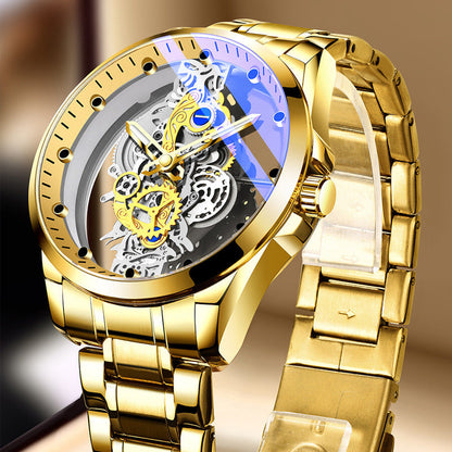 Beliebte automatische Tourbillon-Uhr mit beidseitigem Skeleton-Zifferblatt, nicht mechanisches Uhrwerk (50% Rabatt im Double-Eleven-Event!!!).