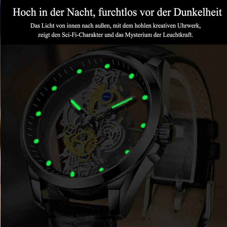 Beliebte automatische Tourbillon-Uhr mit beidseitigem Skeleton-Zifferblatt, nicht mechanisches Uhrwerk (50% Rabatt im Double-Eleven-Event!!!).