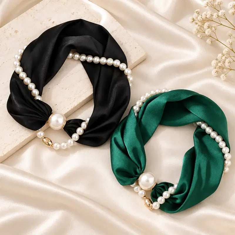 📿 50 % Rabatt 🧣 Perlen-Schal-Collier – Zeitlose Eleganz, verstellbare Schleife und schmucklöcherfreier Schmuck 🤍