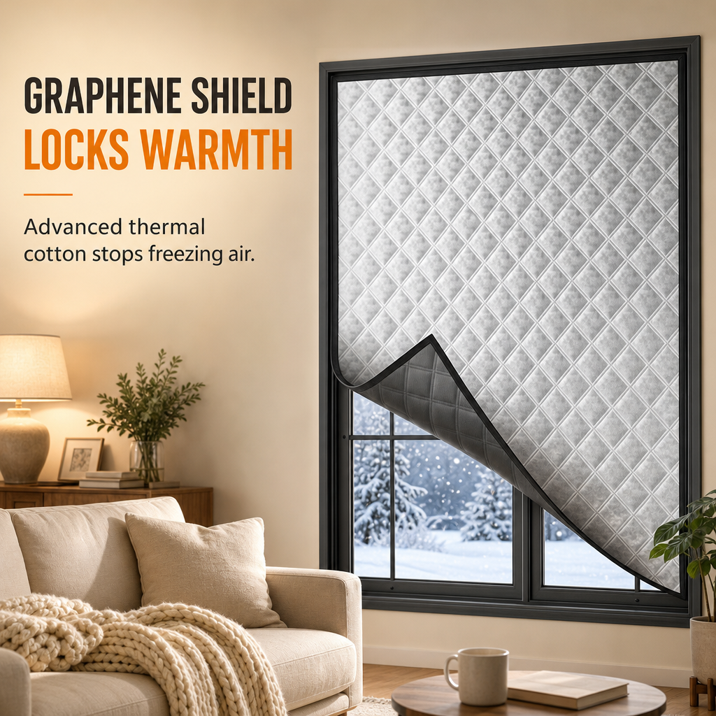 Wärmeisolierender Fenstervorhang aus Graphen zum Schutz vor Winterwind
