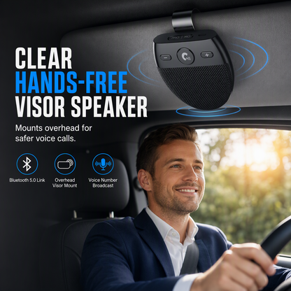 ⏰SP11 Auto-Sonnenblende Bluetooth Freisprecheinrichtung mit vibrationsaktiviertem automatischem Einschalten, A2DP-Unterstützung und Sprachansage der Anrufer-ID