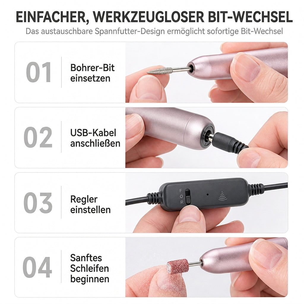 Tragbarer elektrischer USB-Nagelfräser-Stift für Maniküre