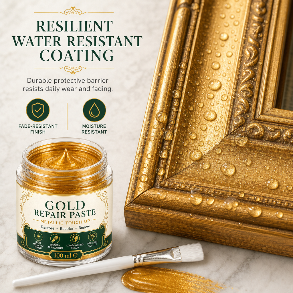 💥 50% sparen! Kratzer & mattes Gold? – Gold-Metallic-Reparaturpaste mit Pinsel – einfach auftragen, auffrischen & wie neu aussehen lassen – ohne Profi-Werkzeug ✨🖌️