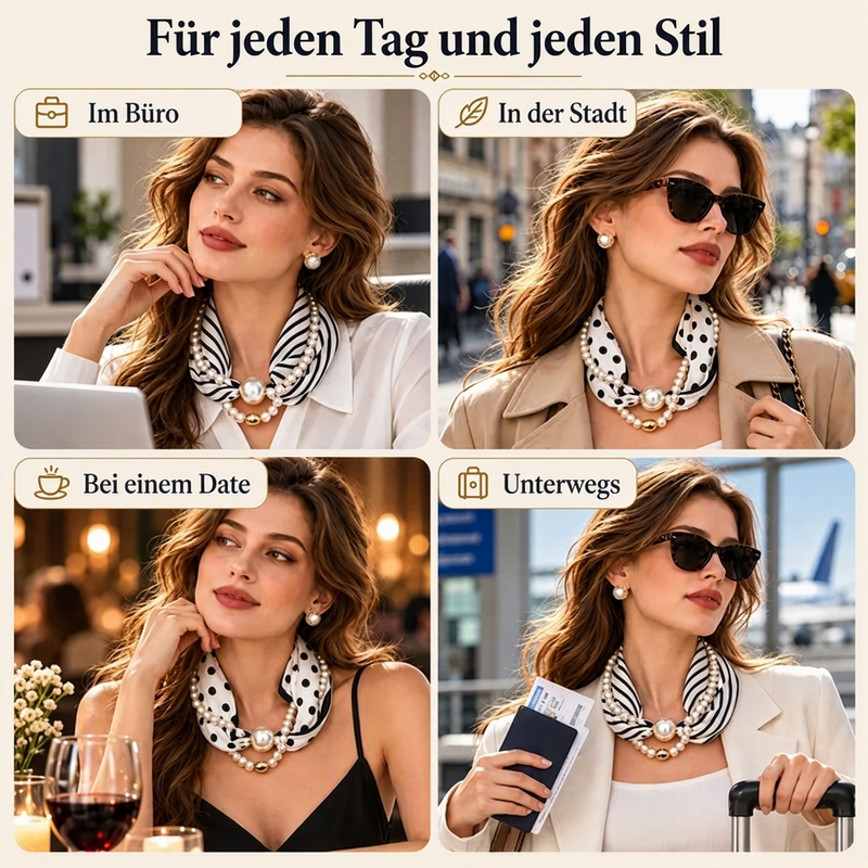📿 50 % Rabatt 🧣 Perlen-Schal-Collier – Zeitlose Eleganz, verstellbare Schleife und schmucklöcherfreier Schmuck 🤍