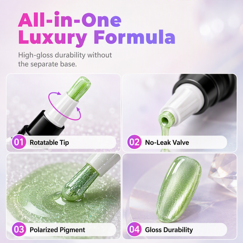 Glitter Cat Eye Nail Polish Pen Set