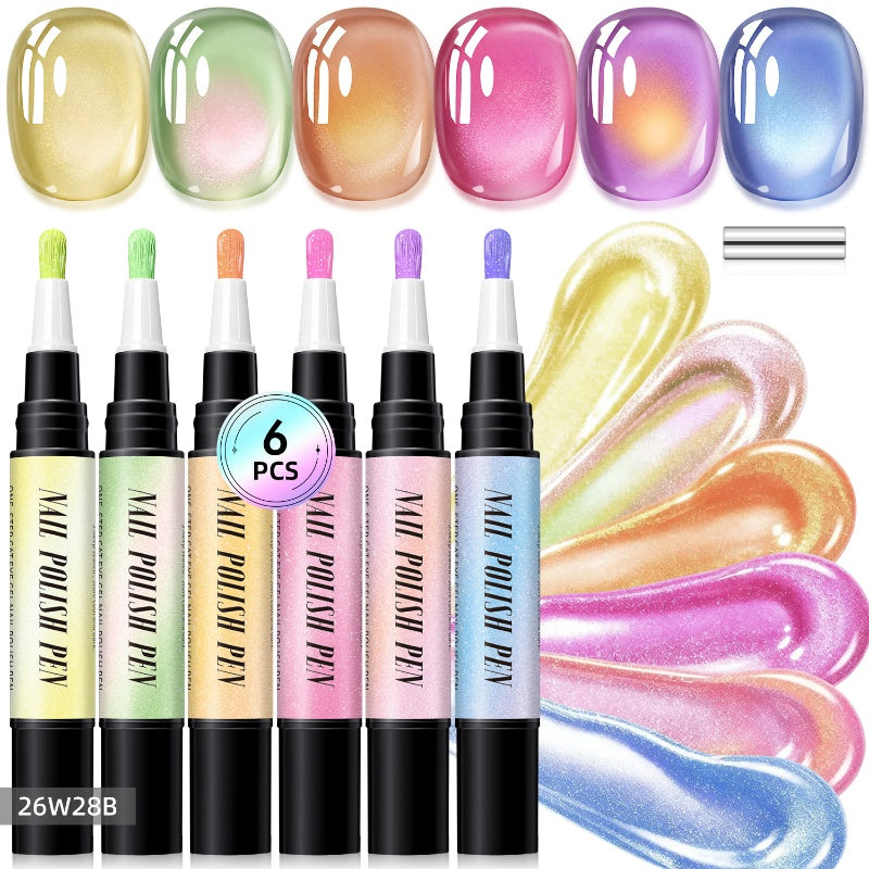 Glitter Cat Eye Nail Polish Pen Set