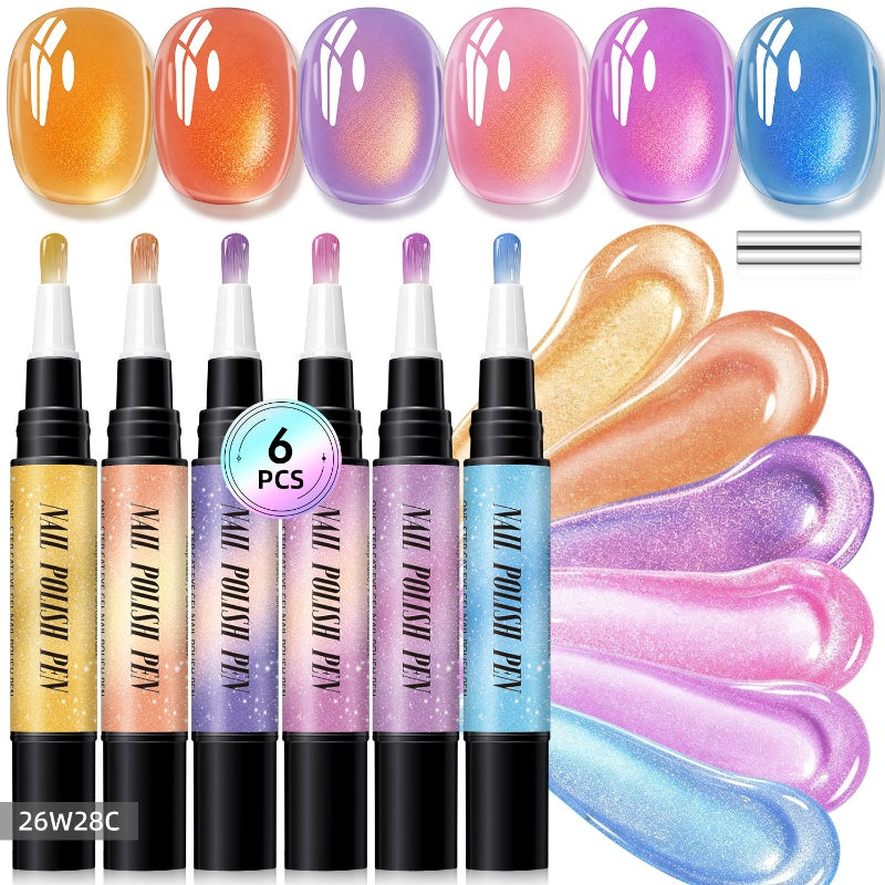 Glitter Cat Eye Nail Polish Pen Set