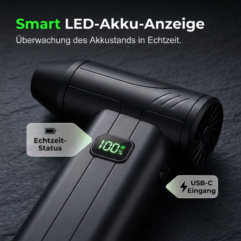 💨 Aufladbarer Luftgebläse – 100.000 U/min, 6000 mAh & integrierte Beleuchtung. Bläst Staub aus Tastaturen, Autos & Fugen. USB-C! ✨🔋