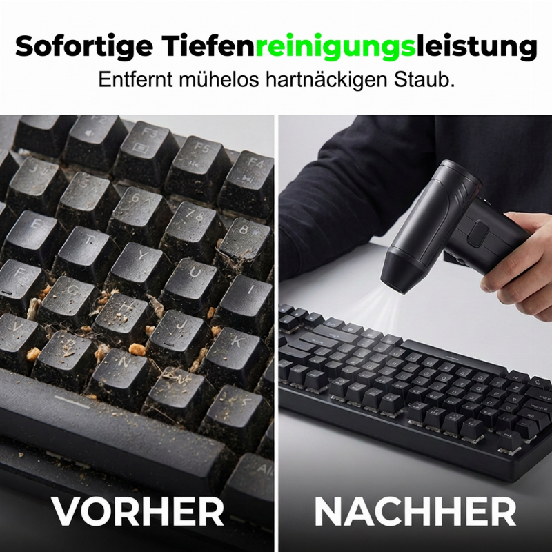 💨 Aufladbarer Luftgebläse – 100.000 U/min, 6000 mAh & integrierte Beleuchtung. Bläst Staub aus Tastaturen, Autos & Fugen. USB-C! ✨🔋