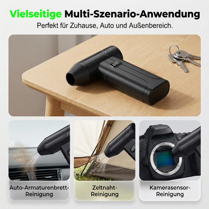 💨 Aufladbarer Luftgebläse – 100.000 U/min, 6000 mAh & integrierte Beleuchtung. Bläst Staub aus Tastaturen, Autos & Fugen. USB-C! ✨🔋