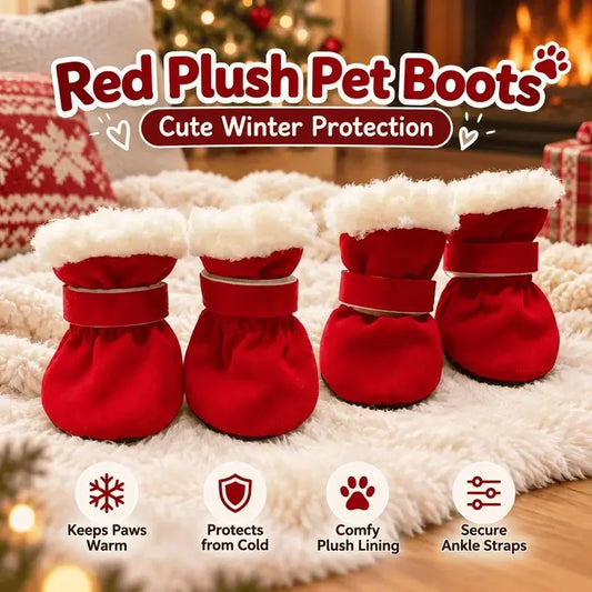 Warme Winterhundeschuhe mit weichem Plüschfutter