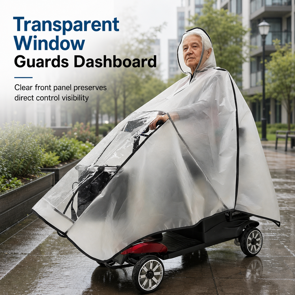 🌧️🛵 Wasserdichte Regenhülle für Elektromobile – Extra langer Schutz mit transparentem Sichtfenster am Armaturenbrett