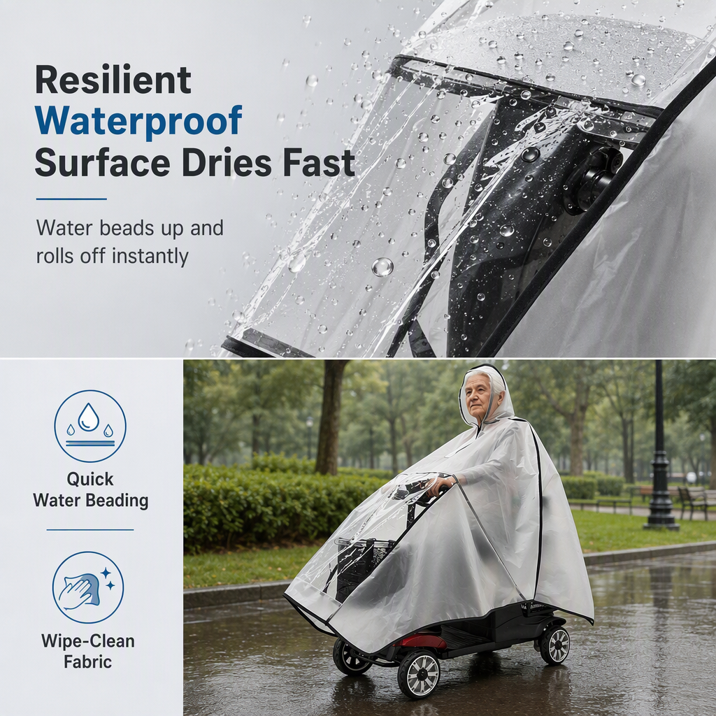 🌧️🛵 Wasserdichte Regenhülle für Elektromobile – Extra langer Schutz mit transparentem Sichtfenster am Armaturenbrett