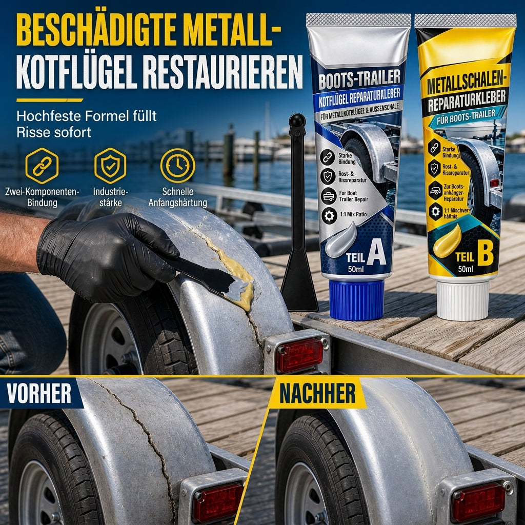 Bootsanhänger Metallreparaturklebe, Zweikomponenten AB Klebstoff Kit zur Spaltreparatur mit Pinsel
