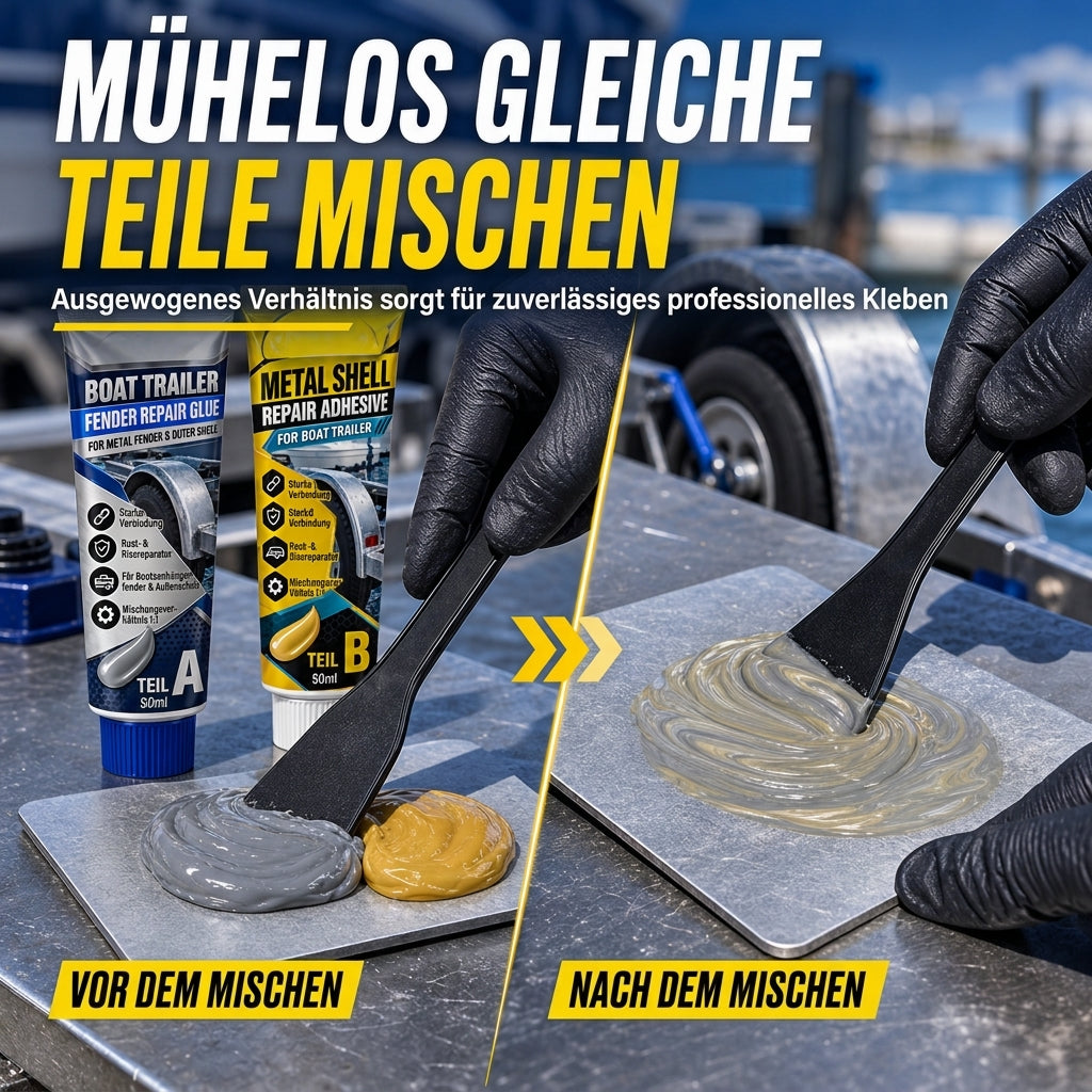 Bootsanhänger Metallreparaturklebe, Zweikomponenten AB Klebstoff Kit zur Spaltreparatur mit Pinsel