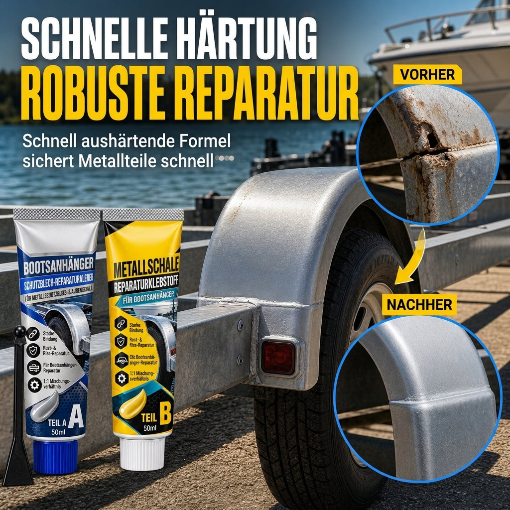 Bootsanhänger Metallreparaturklebe, Zweikomponenten AB Klebstoff Kit zur Spaltreparatur mit Pinsel