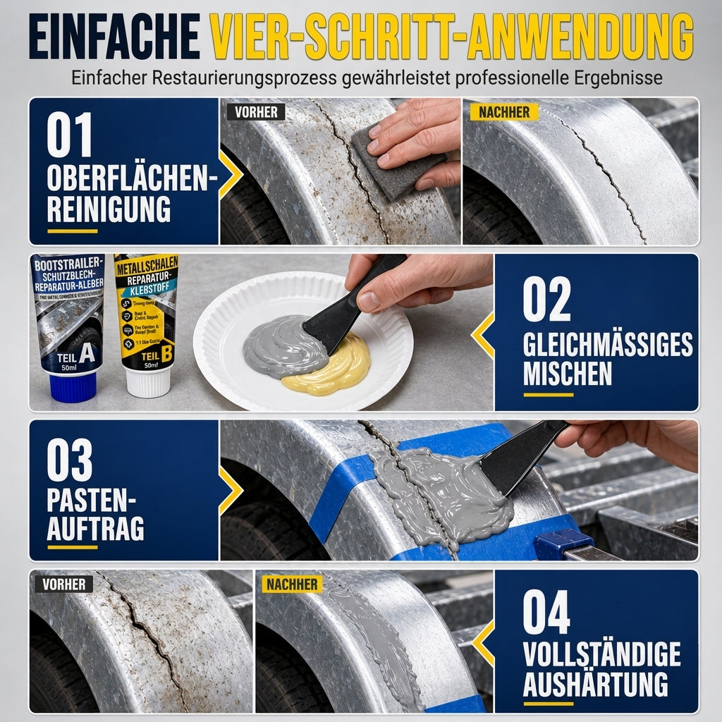 Bootsanhänger Metallreparaturklebe, Zweikomponenten AB Klebstoff Kit zur Spaltreparatur mit Pinsel
