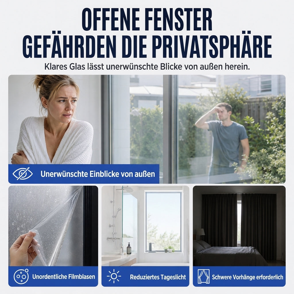🪟 Wasserbasierte, wasserdichte Mattglasfolie – Selbstklebende Fensterfolie für Sichtschutz & Dekoration