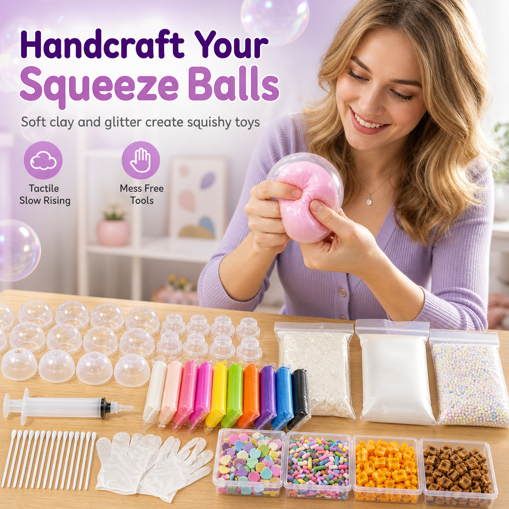 ⏳Zeitlich begrenztes Angebot⏳ DIY-Knetball-Bastelset – Squishy-Bälle selbst gestalten, mit weicher Füllung und langsamer Rückverformung, vier Setvarianten