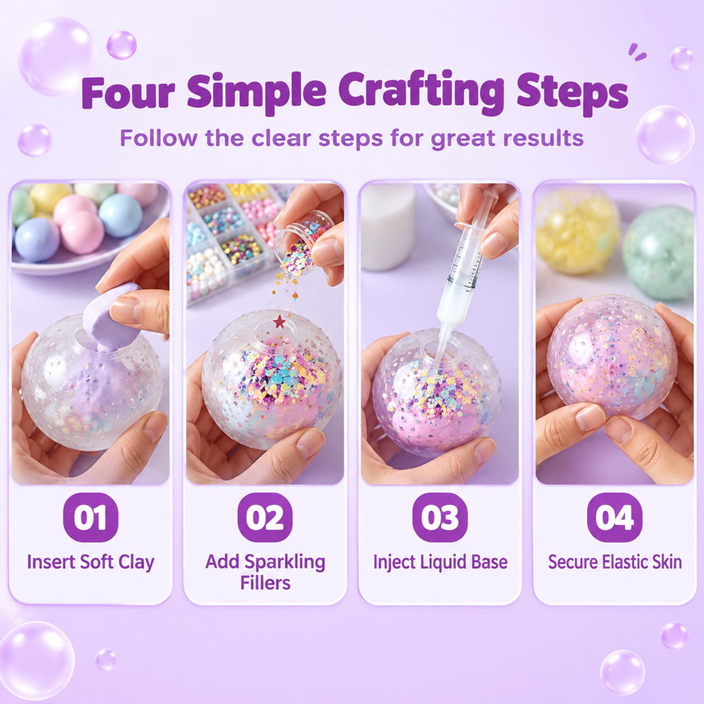 ⏳Zeitlich begrenztes Angebot⏳ DIY-Knetball-Bastelset – Squishy-Bälle selbst gestalten, mit weicher Füllung und langsamer Rückverformung, vier Setvarianten