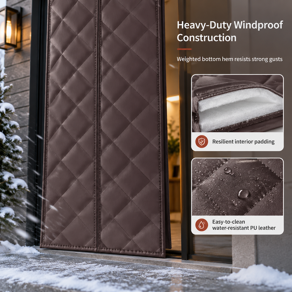 Verdickter, magnetischer, wärmeisolierender Türvorhang – wind- und schalldicht – aus Oxford-Baumwollstoff für den Winter