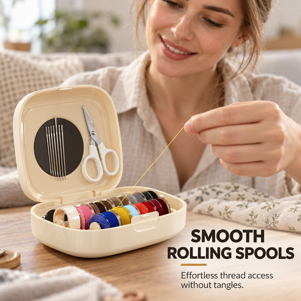 Tragbares Mini-Magnet-Nähset mit rollbaren Garnspulen