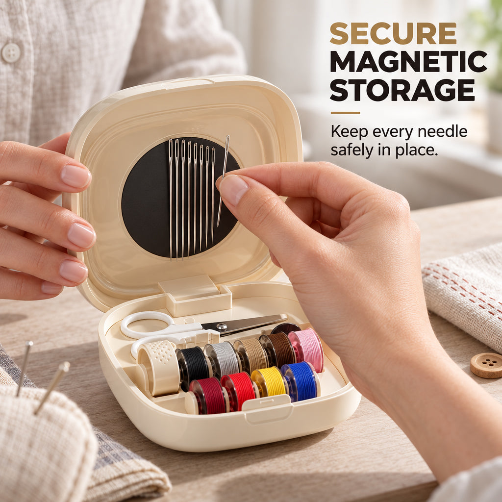 Tragbares Mini-Magnet-Nähset mit rollbaren Garnspulen