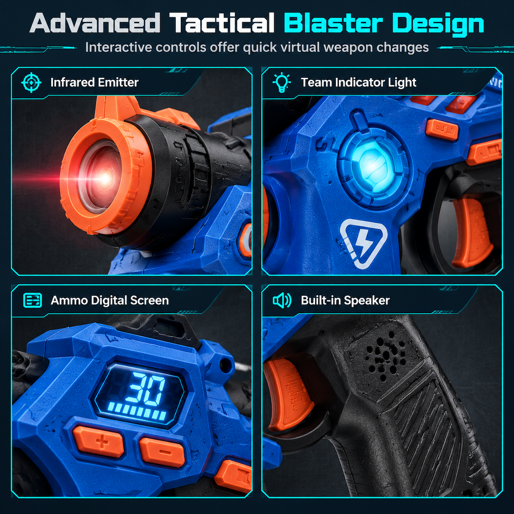🎃 50 % HALLOWEEN-RABATT! 🔫 Laser-Tag-Blaster für Kinder – mit LED & Sound!