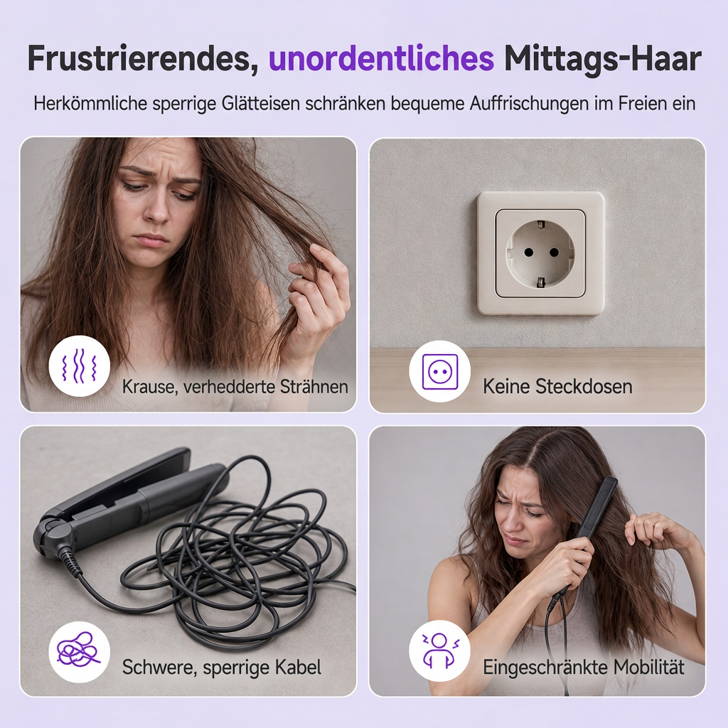💇 50% RABATT! ✨ 2-in-1 Glättbürste & Lockenstab – Kabellos, mini & für Reisen ✨