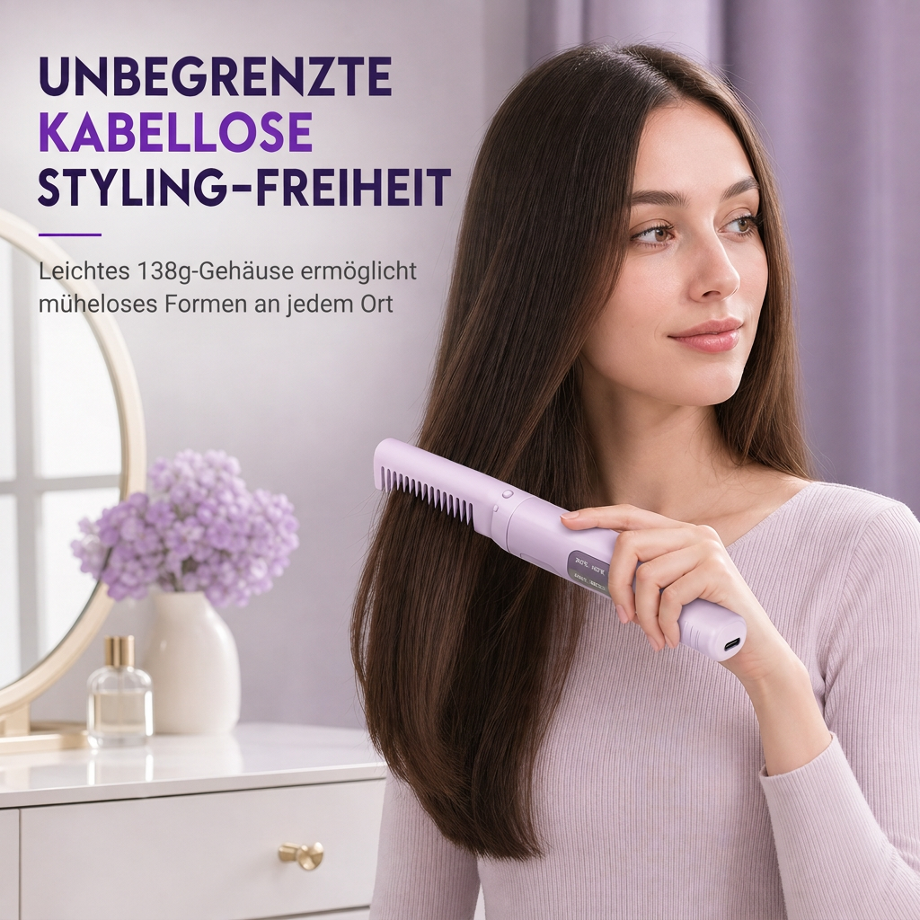 💇 50% RABATT! ✨ 2-in-1 Glättbürste & Lockenstab – Kabellos, mini & für Reisen ✨